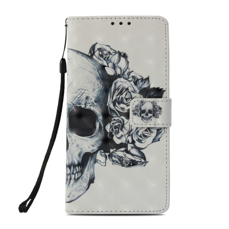 Flip Cover Læder Honor 10 Blomstret Kranium Original