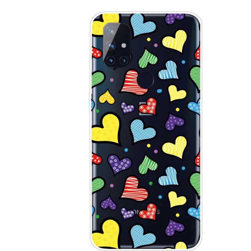 Cover for OnePlus Nord N100 Flerfarvede Hjerter