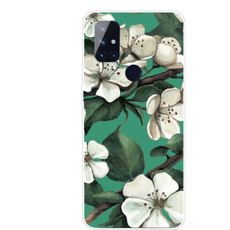 Cover for OnePlus Nord N100 Malede Hvide Blomster