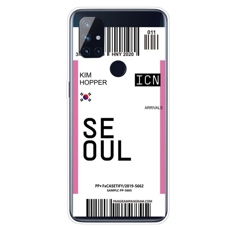 Cover OnePlus Nord N100 Pink Boardingkort Til Seoul