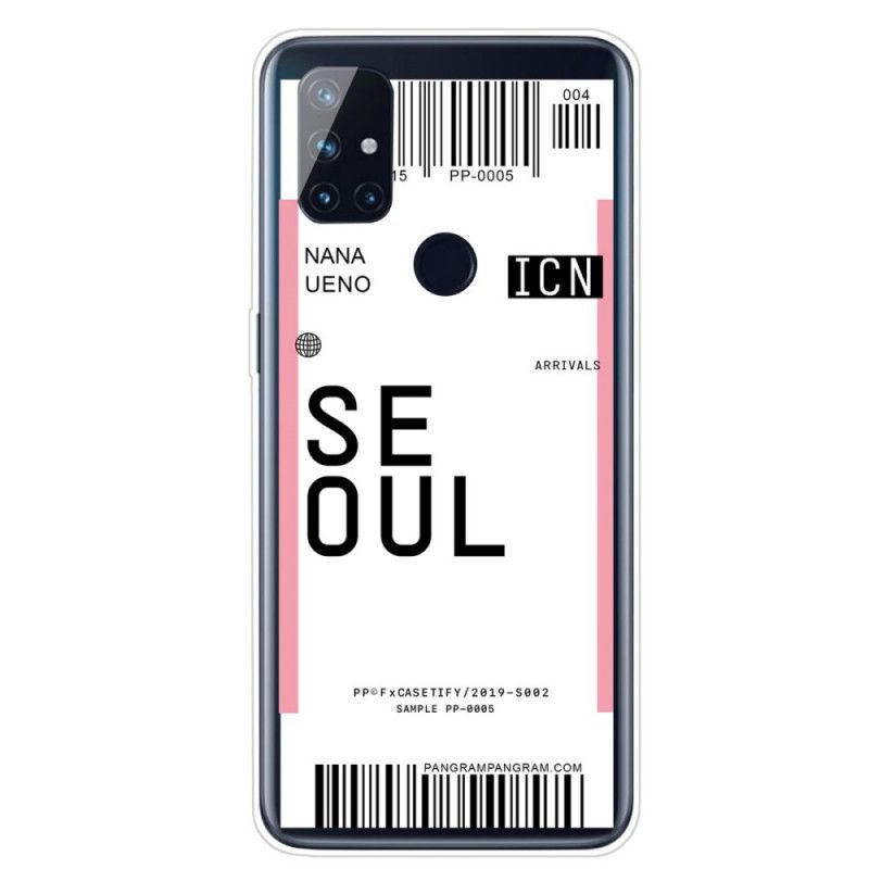 Cover OnePlus Nord N100 Pink Boardingkort Til Seoul