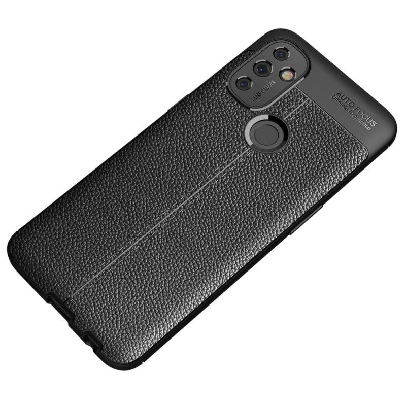 Cover OnePlus Nord N100 Sort Dobbelt Line Lychee Læder Effekt