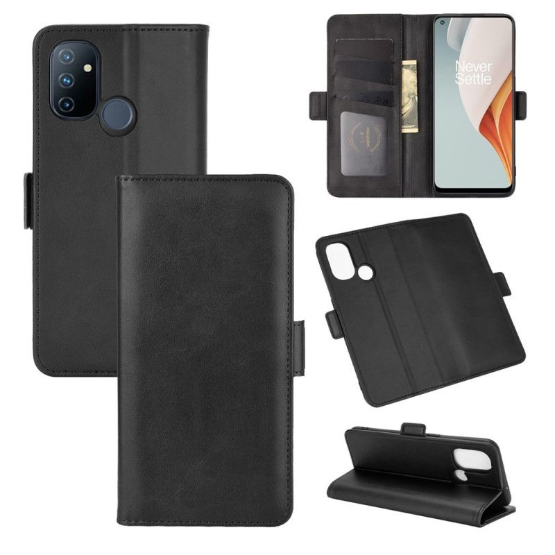 Flip Cover Læder OnePlus Nord N100 Sort Dobbelt Flap