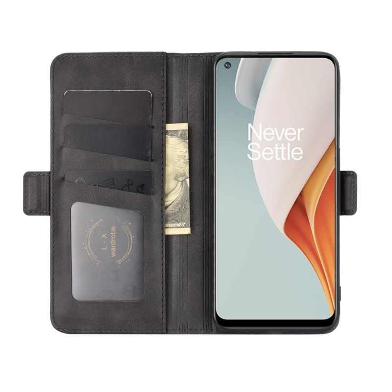 Flip Cover Læder OnePlus Nord N100 Sort Dobbelt Flap