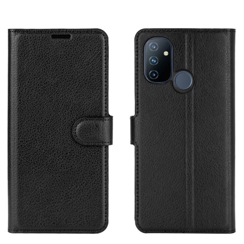 Flip Cover Læder OnePlus Nord N100 Sort Klassisk Litchi-Effekt Original