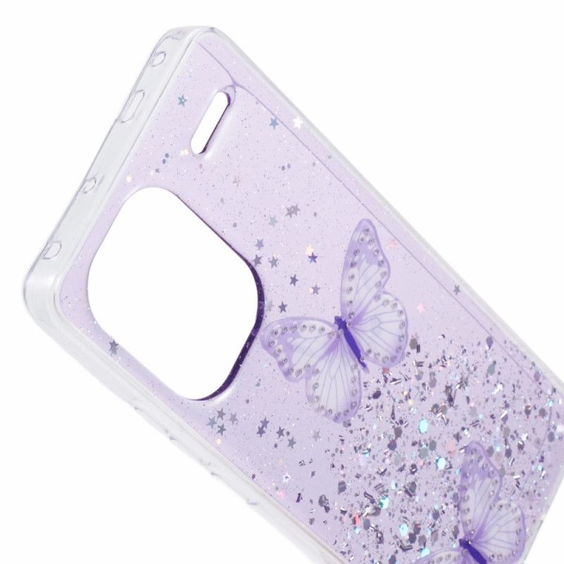 Cover Xiaomi Redmi Note 13 Pro Plus 5g Glitter Sommerfugle