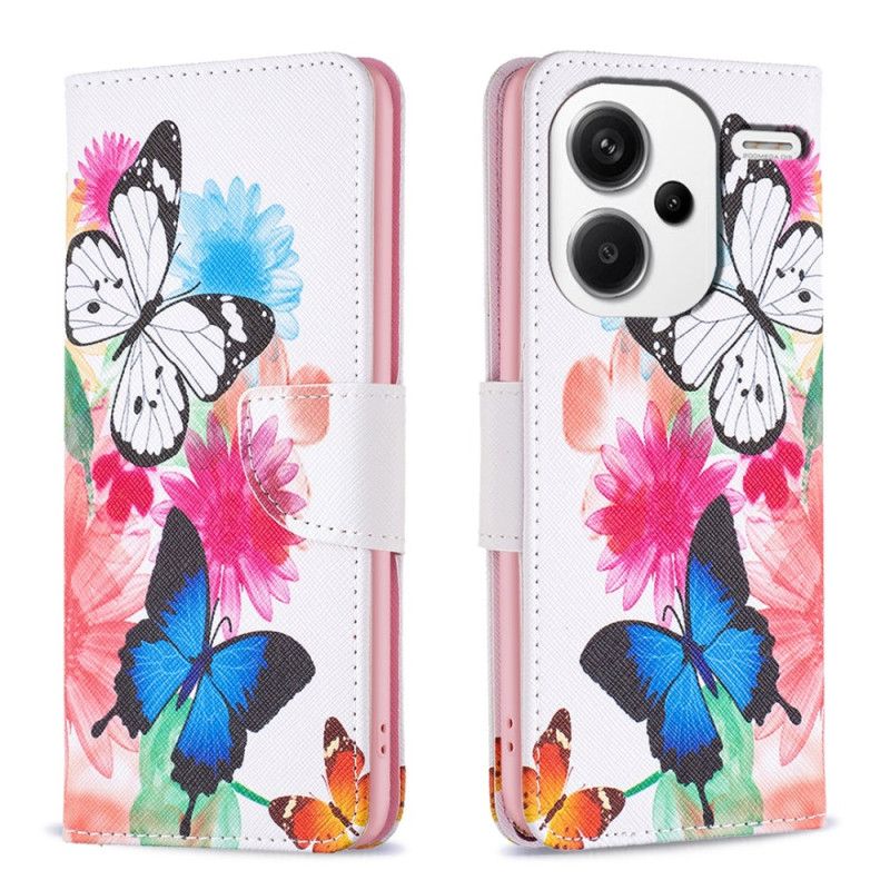 Flip Cover Til Xiaomi Redmi Note 13 Pro Plus 5g To Sommerfugle