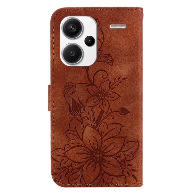 Flip Cover Xiaomi Redmi Note 13 Pro Plus 5g Blomstermønster Med Rem