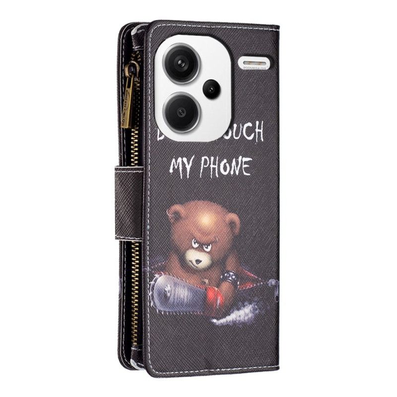 Læder Cover Xiaomi Redmi Note 13 Pro Plus 5g Telefon Etui Dangerous Bear Wallet