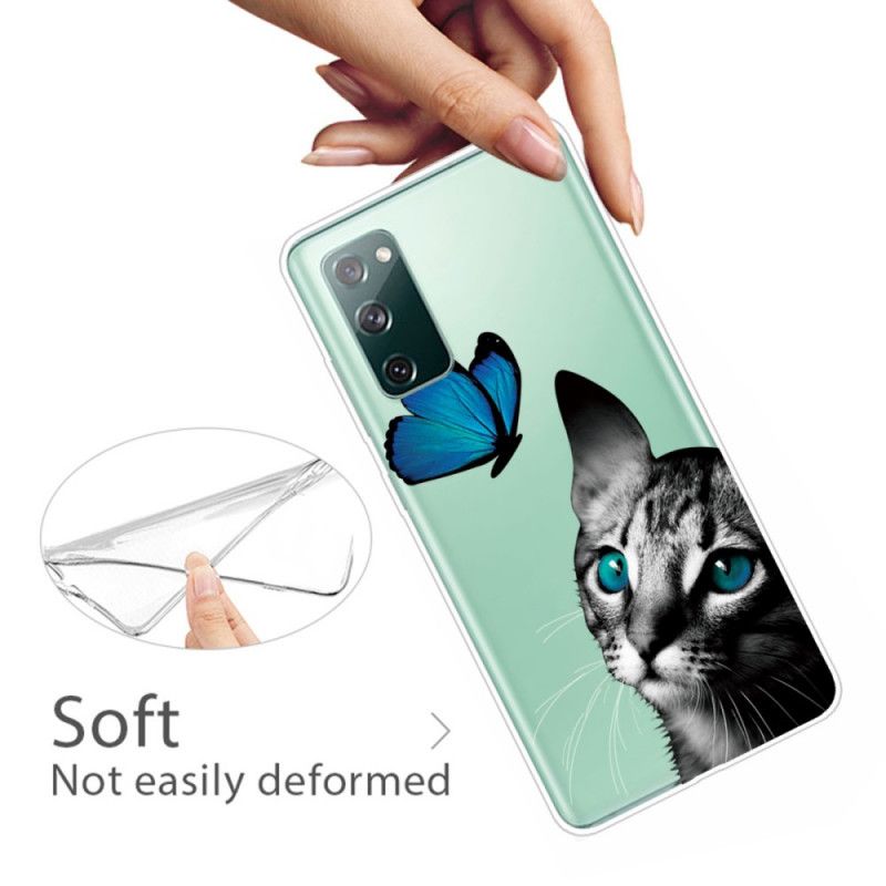 Cover for Samsung Galaxy S20 FE Kat Og Sommerfugl