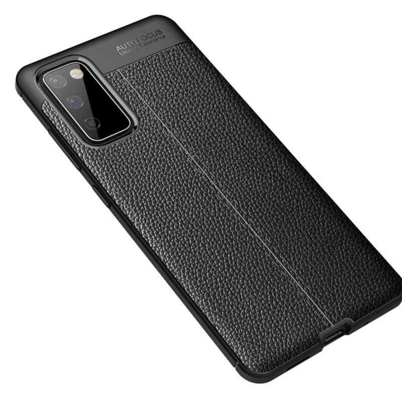 Cover for Samsung Galaxy S20 FE Sort Dobbeltlinjeret Lychee-Lædereffekt