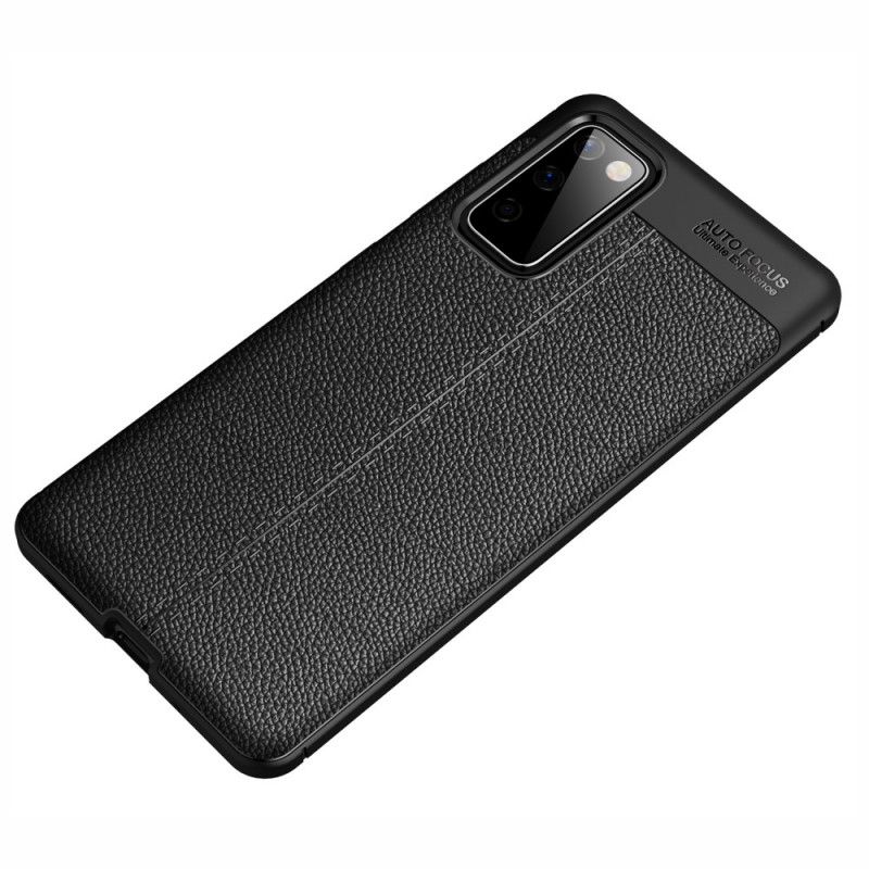 Cover for Samsung Galaxy S20 FE Sort Dobbeltlinjeret Lychee-Lædereffekt