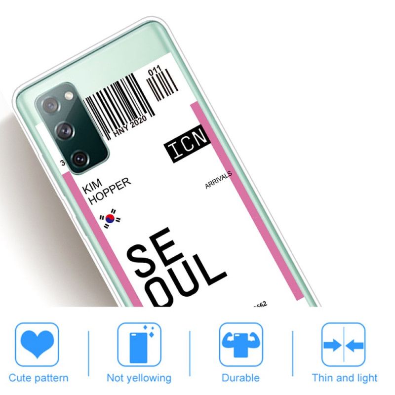 Cover Samsung Galaxy S20 FE Magenta Boardingkort Til Seoul