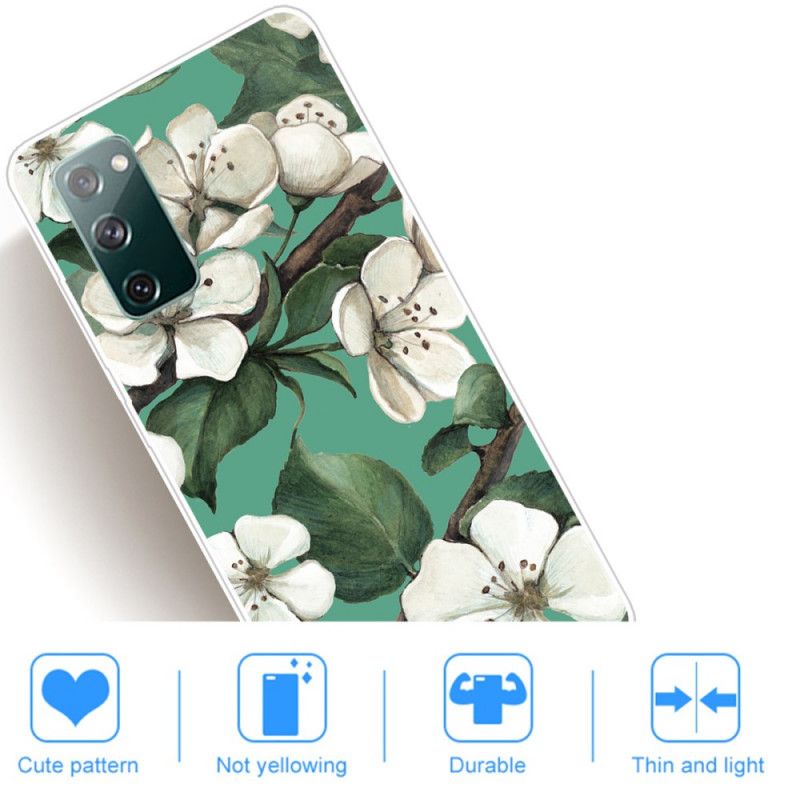 Cover Samsung Galaxy S20 FE Malede Hvide Blomster Original