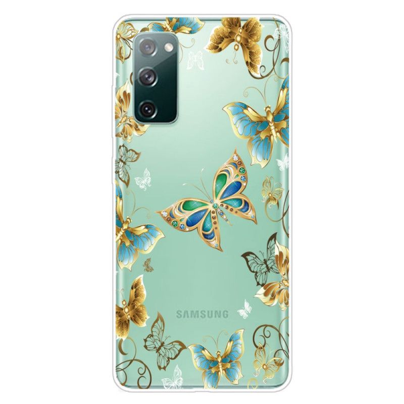 Cover Samsung Galaxy S20 FE Mørkeblå Design Sommerfugle
