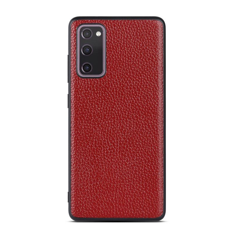 Cover Samsung Galaxy S20 FE Sort Ægte Lychee Læder Beskyttelse