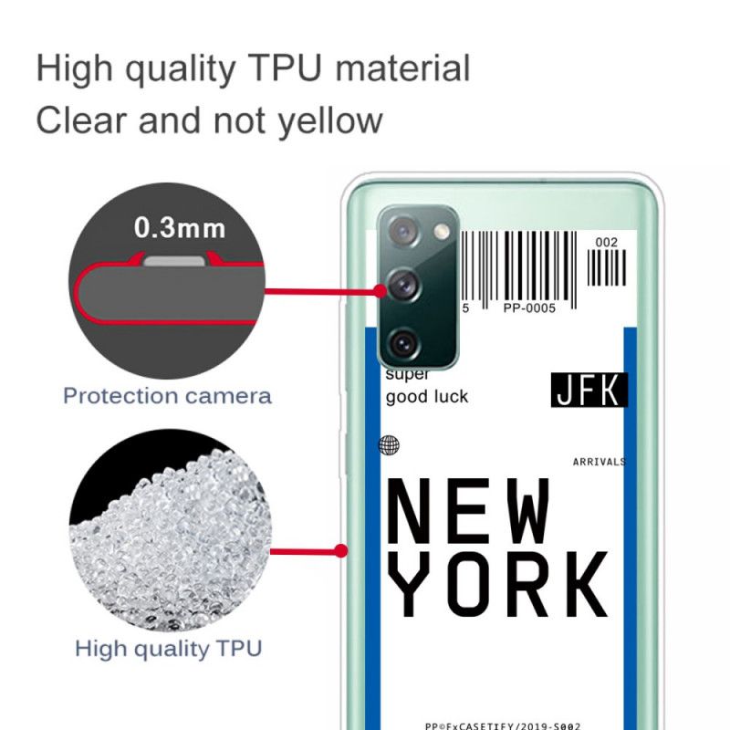 Cover Samsung Galaxy S20 FE Sort Boardingkort Til New York