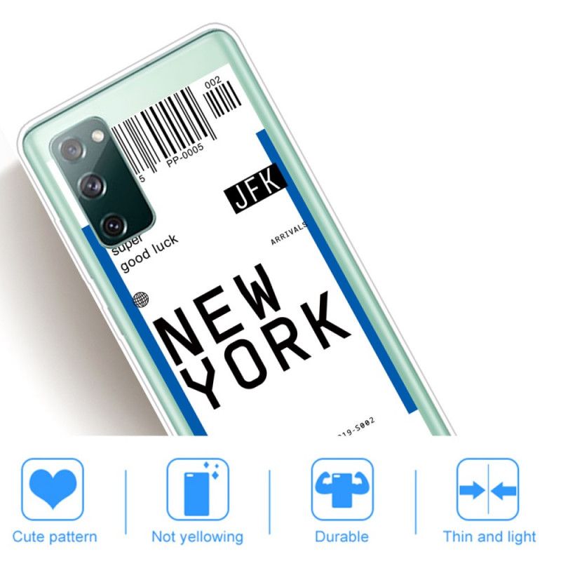 Cover Samsung Galaxy S20 FE Sort Boardingkort Til New York