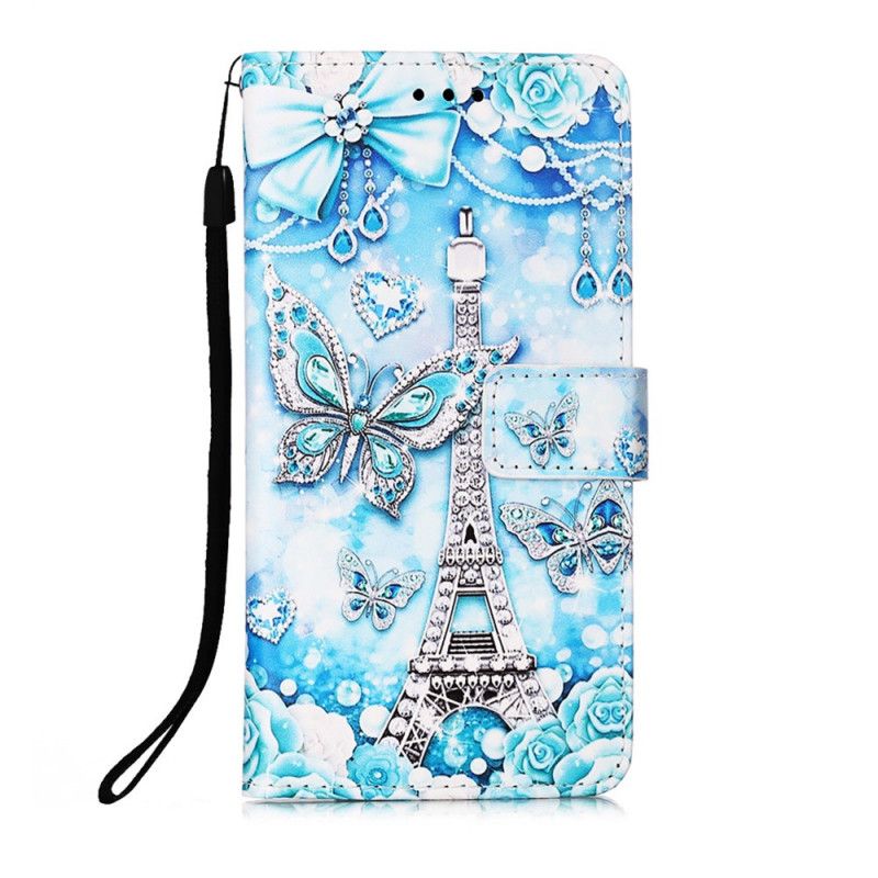 Flip Cover Læder for Samsung Galaxy S20 FE Eiffeltårnets Sommerfjerresnor
