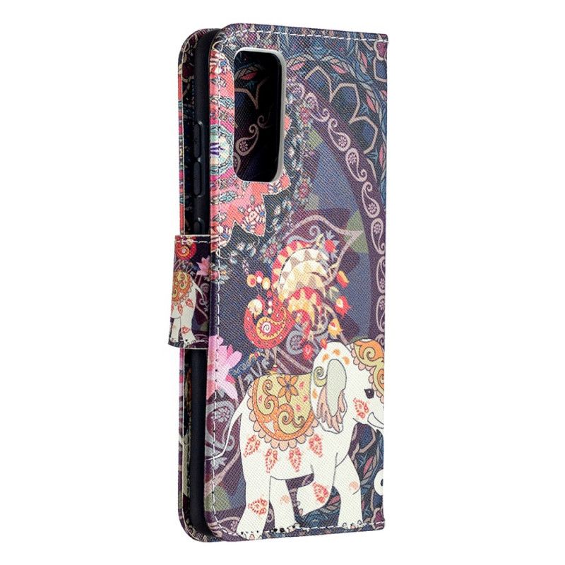 Flip Cover Læder for Samsung Galaxy S20 FE Etnisk Elefantmandala