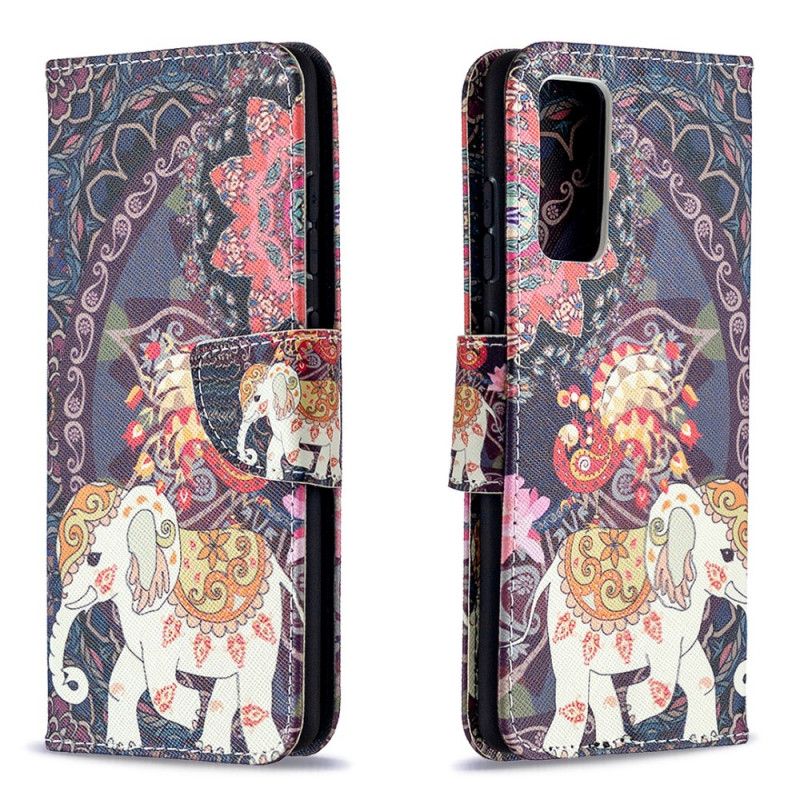 Flip Cover Læder for Samsung Galaxy S20 FE Etnisk Elefantmandala