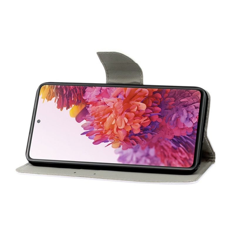 Flip Cover Læder for Samsung Galaxy S20 FE Farvede Blade Med Rem