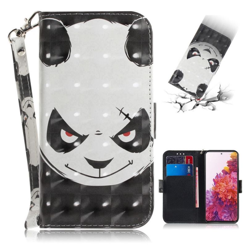 Flip Cover Læder for Samsung Galaxy S20 FE Vred Panda Med Rem