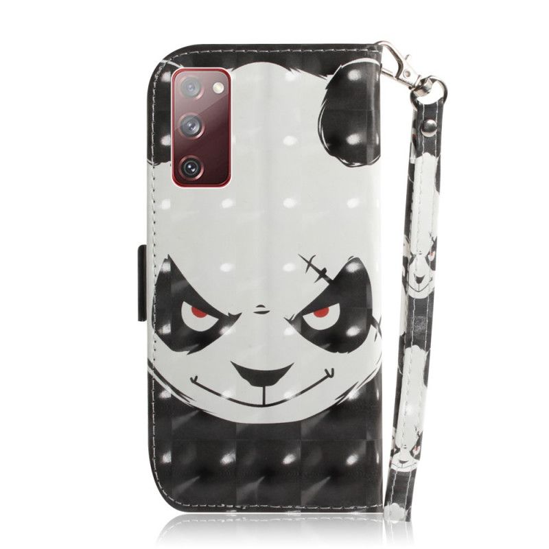 Flip Cover Læder for Samsung Galaxy S20 FE Vred Panda Med Rem