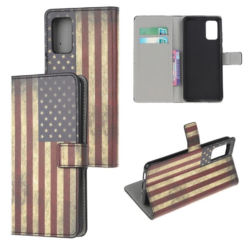 Flip Cover Læder Samsung Galaxy S20 FE Amerikansk Flag