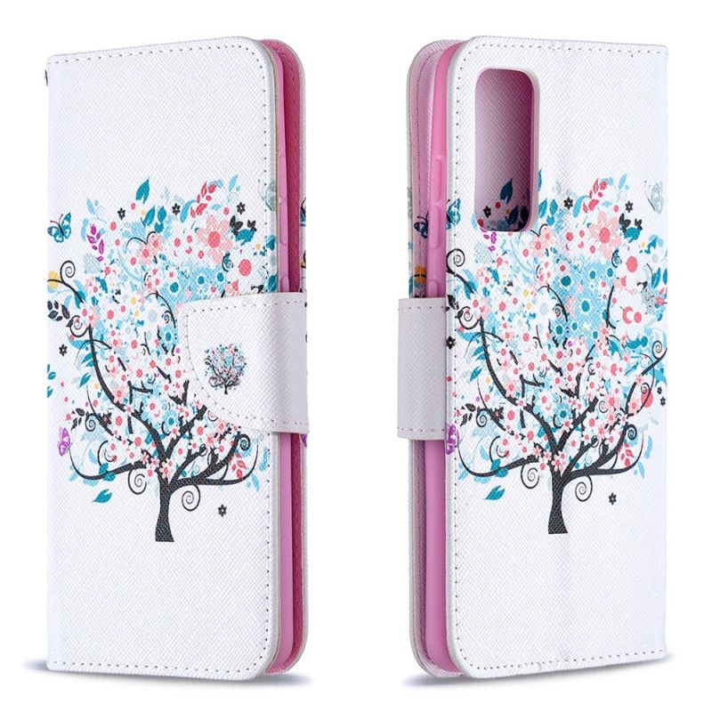 Flip Cover Læder Samsung Galaxy S20 FE Blomstret Træ