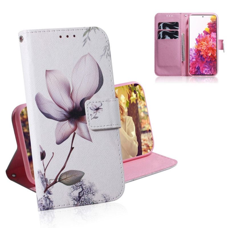 Flip Cover Læder Samsung Galaxy S20 FE Gammel Rosenblomst Beskyttelse