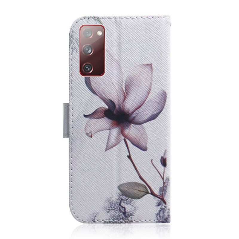 Flip Cover Læder Samsung Galaxy S20 FE Gammel Rosenblomst Beskyttelse