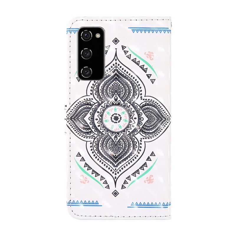 Flip Cover Læder Samsung Galaxy S20 FE Lys Pletter Mandala Med Rem