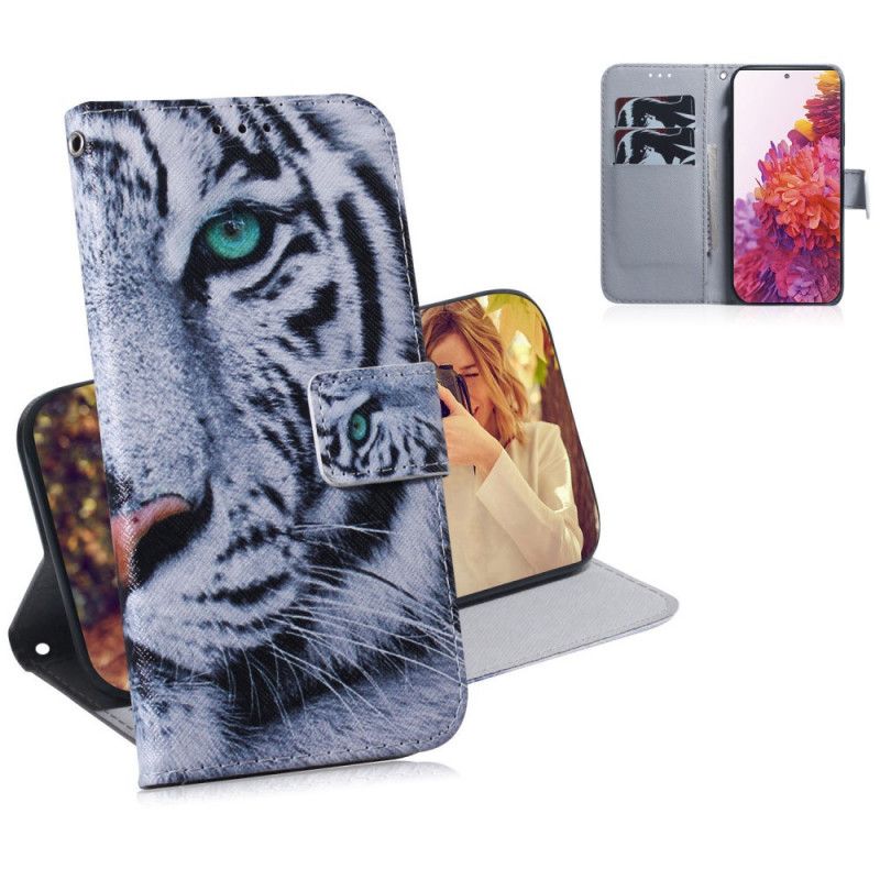 Flip Cover Læder Samsung Galaxy S20 FE Tiger Ansigt