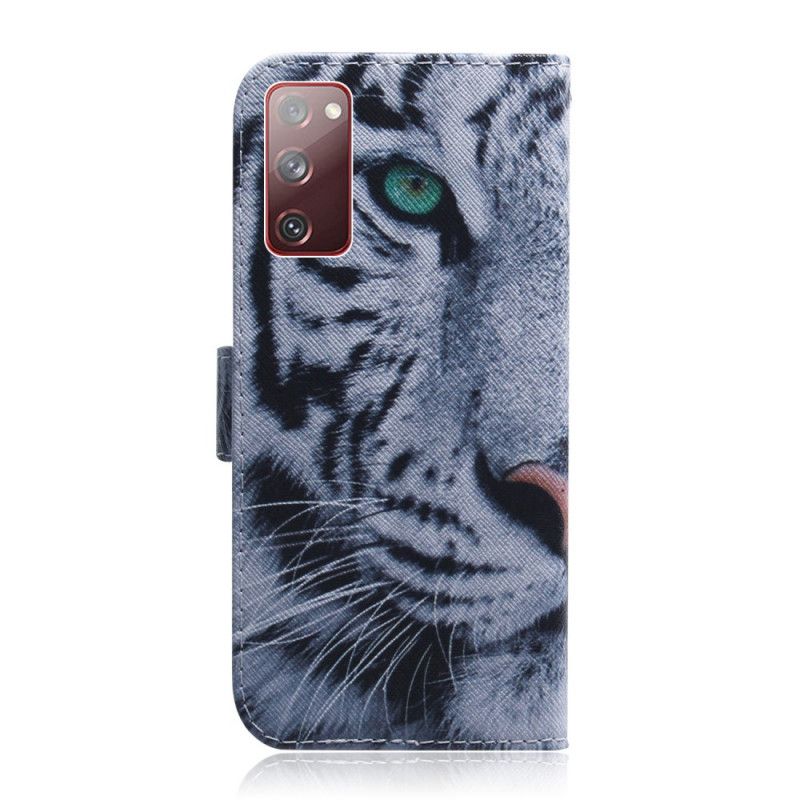 Flip Cover Læder Samsung Galaxy S20 FE Tiger Ansigt