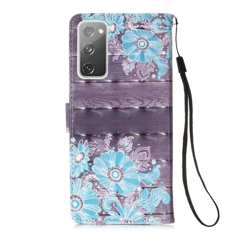 Flip Cover Samsung Galaxy S20 FE Blå Blomster