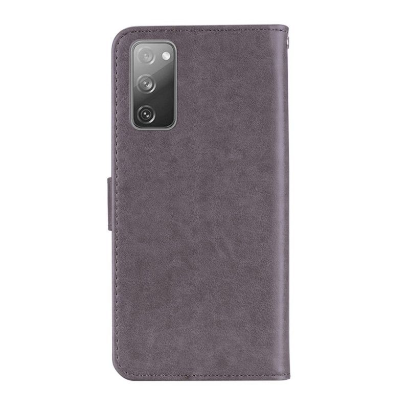 Flip Cover Samsung Galaxy S20 FE Grå Mobilcover Uglemandala Og Charme