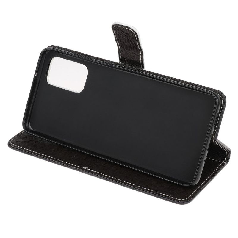 Flip Cover Samsung Galaxy S20 FE Sorte Katteøjne Med Rem