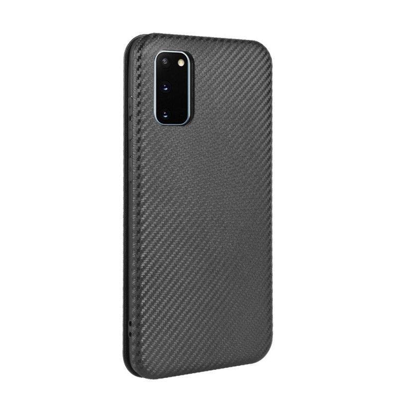 Læder Cover for Samsung Galaxy S20 FE Sort Kulfiber