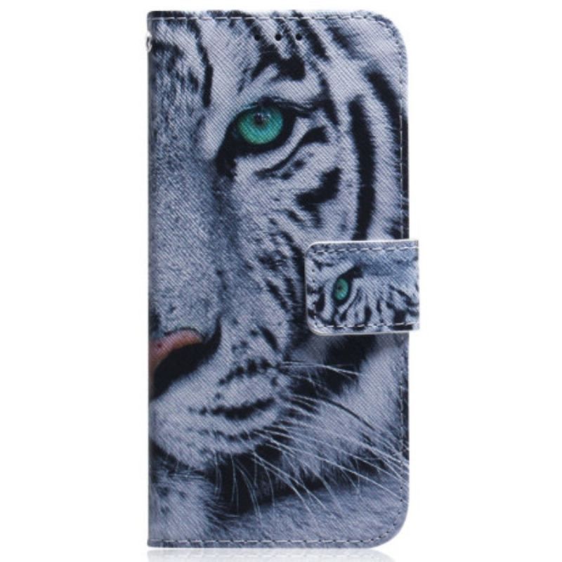 Flip Cover Oppo Reno 8 Pro Med Snor Strappy White Tiger