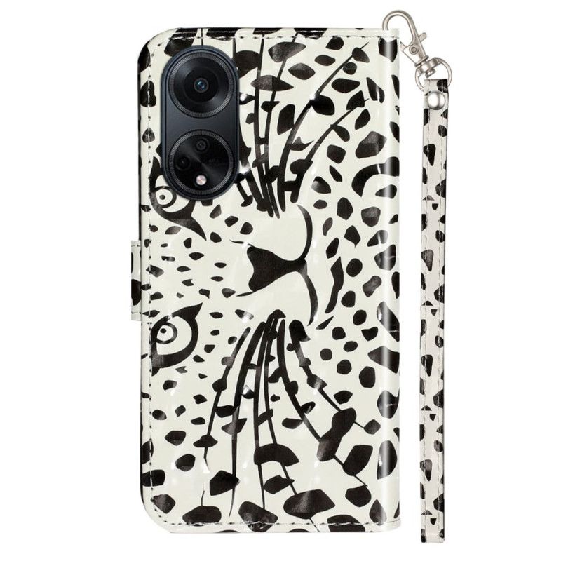 Flip Cover Oppo A98 5g Leopardhoved Med Rem