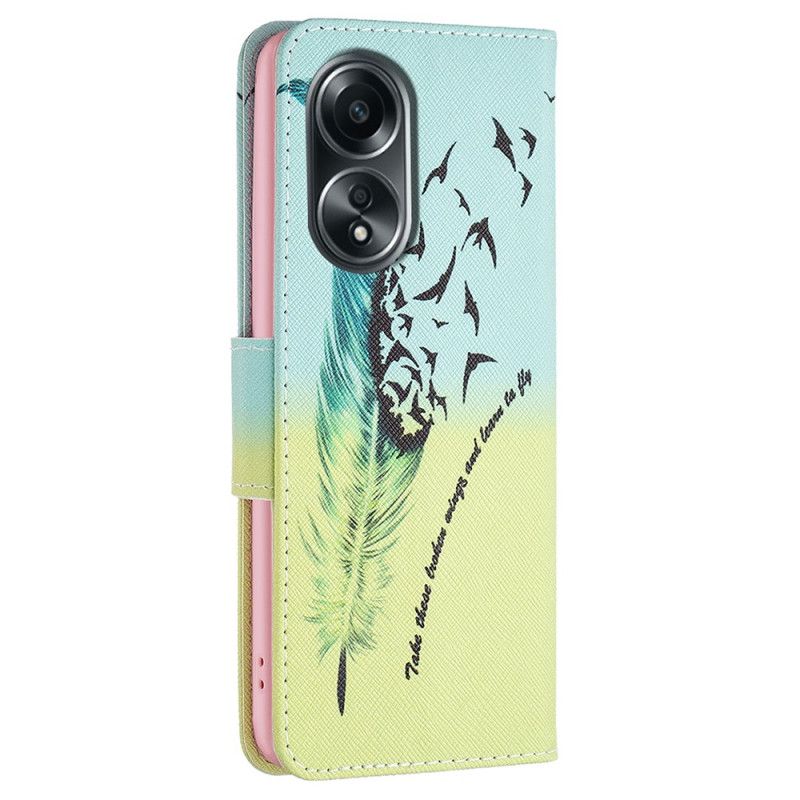 Flip Cover Til Oppo A98 5g Fjer Og Fugle