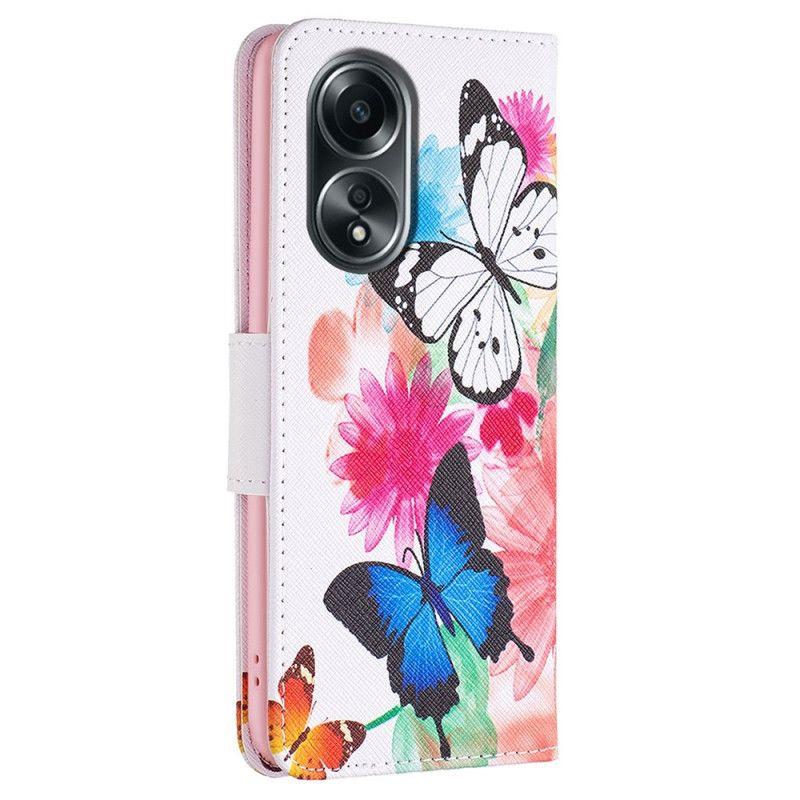 Flip Cover Til Oppo A98 5g To Sommerfugle