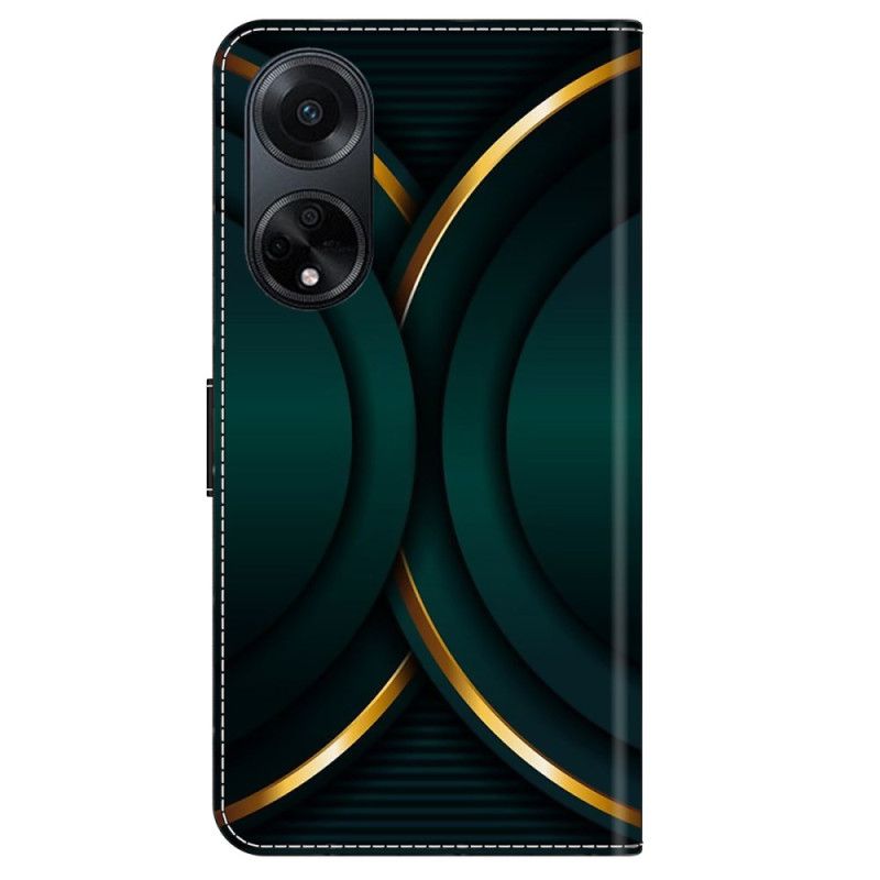 Læder Cover Oppo A98 5g Telefon Etui Gyldent Omrids