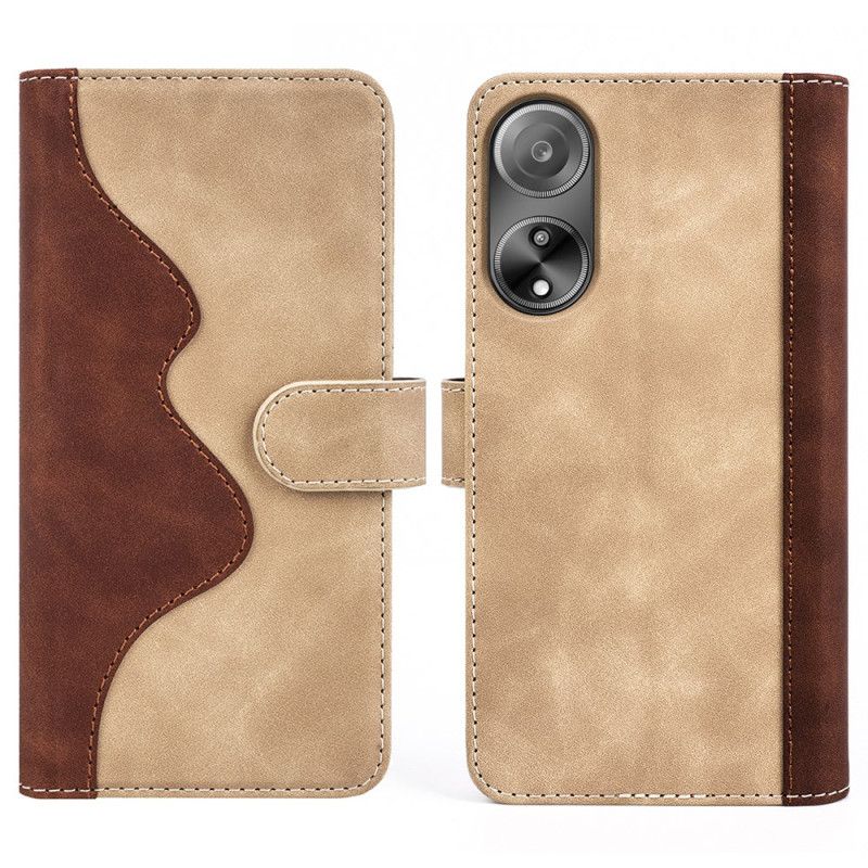 Læder Cover Oppo A98 5g Telefon Etui Tofarvet Design