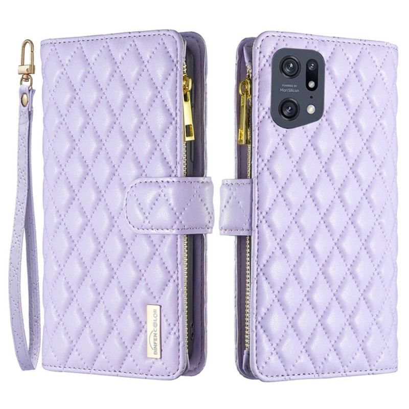 Flip Cover Oppo Find X5 Pro Binfen Farvestil Quiltet