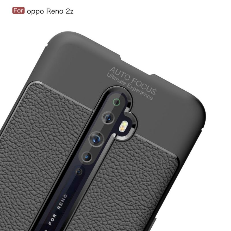 Cover Oppo Reno 2Z Sort Dobbelt Line Lychee Læder Effekt Beskyttelse