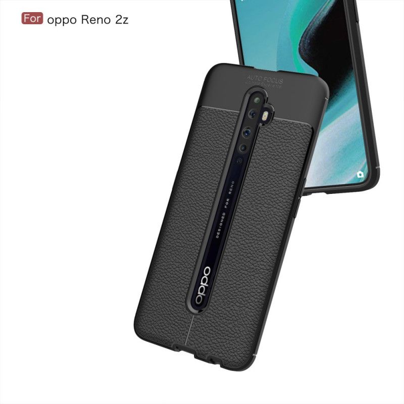 Cover Oppo Reno 2Z Sort Dobbelt Line Lychee Læder Effekt Beskyttelse