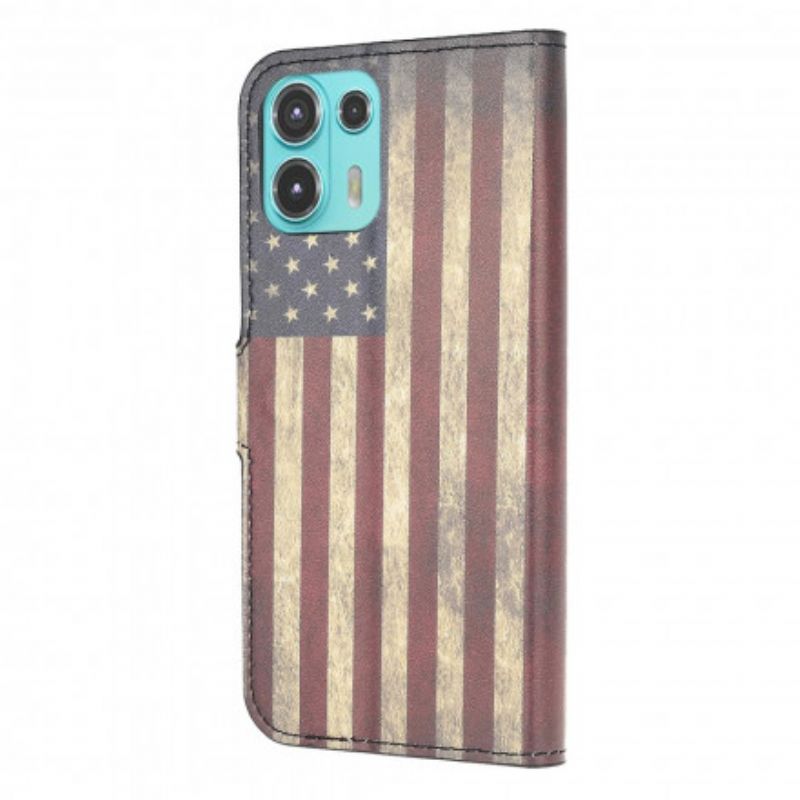 Flip Cover Motorola Edge 20 Lite Amerikansk Flag