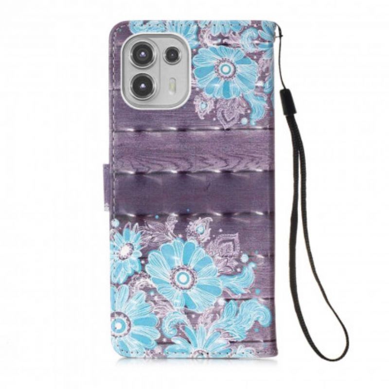 Flip Cover Motorola Edge 20 Lite Blå Blomster